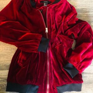 Forever 21 velvet bomber jacket